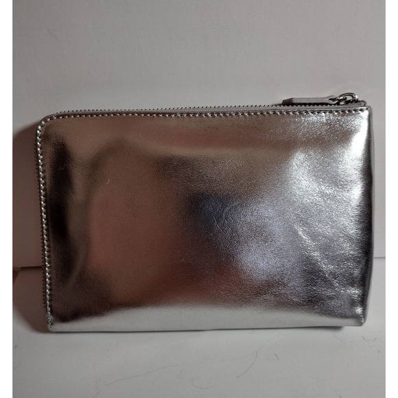 NEW Pottery Barn Mark & Graham Leather Silver Commute Zip Clutch $99.00 - Picture 2 of 6